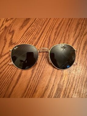 Ray-Ban Gold Frame Sunglasses with Black Lenses
